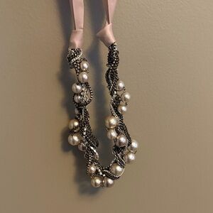 Retired Stella & Dot Collette Silver and Pearl Necklace